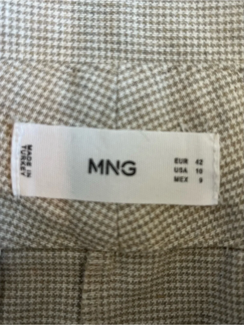 Mango white size 10 tan gingham paper bag pleated linen blend pants